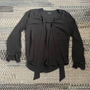 Mossimo Supply Co. Bow Tie Front Long Sleeve Blouse in Black Size Large